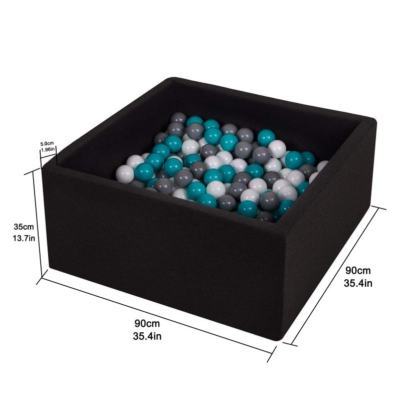 TRENDBOX Ball Pit Kids Ball Pit Memory Foam Ball Pit Square Ball Pits for Toddlers Babies Ball Pit Balls NOT Included - Black - Image 2